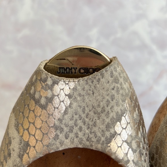 Jimmy Choo python praise wedge silver size 35 1/2 US 5-5.5 - Picture 6 of 9